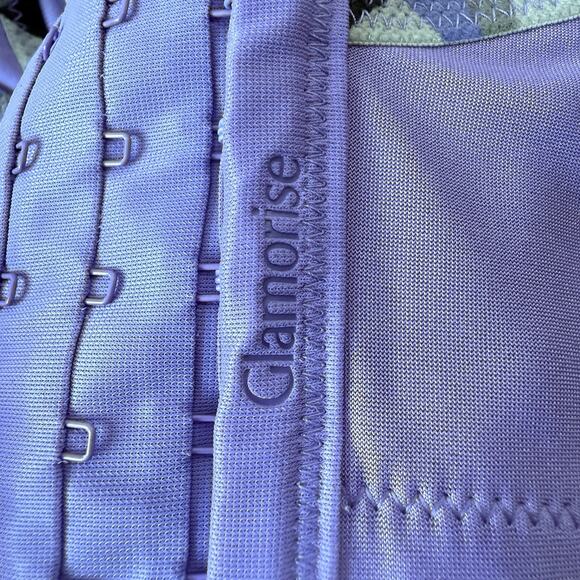 Glamorise No Bounce Cami Sports Bra Purple 40J Workout Running - Picture 3 of 6